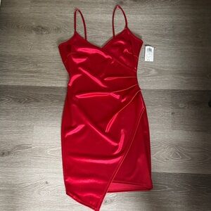 Elegant Red Satin Like Dress
